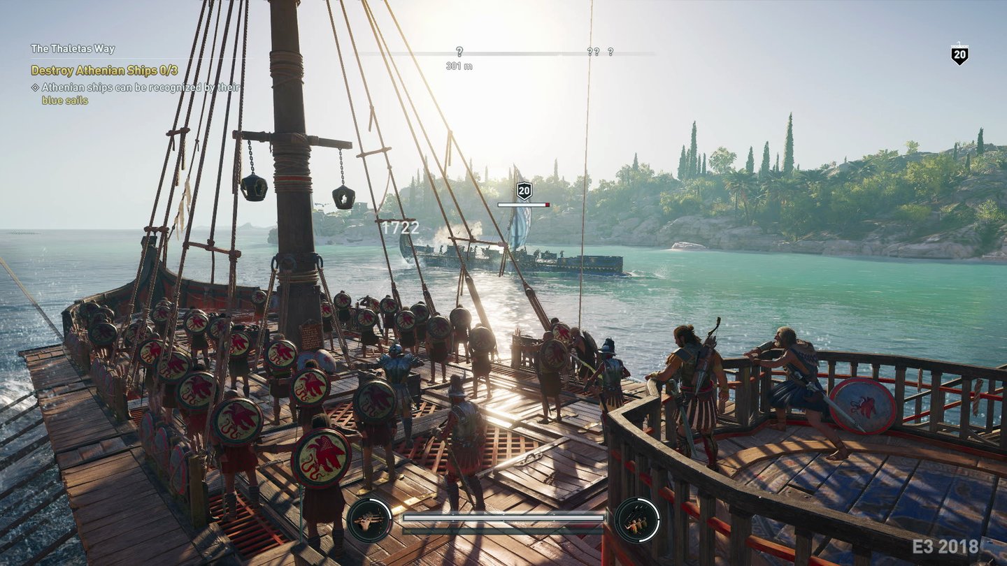 Assassin's Creed: OdysseySchiffskämpfe werden wieder wichtiger. Unsere Crew können wir individueller ausstatten als in Black Flag.