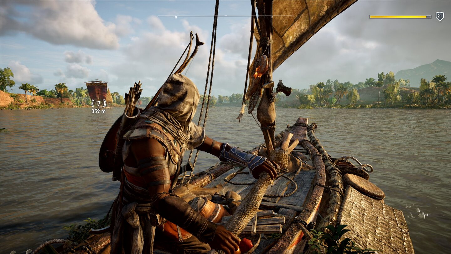 Assassin's Creed: OriginsMit dem Boot überqueren wir den Nil im Nu, als Spielelement sind die Kanus aber selten wichtig.