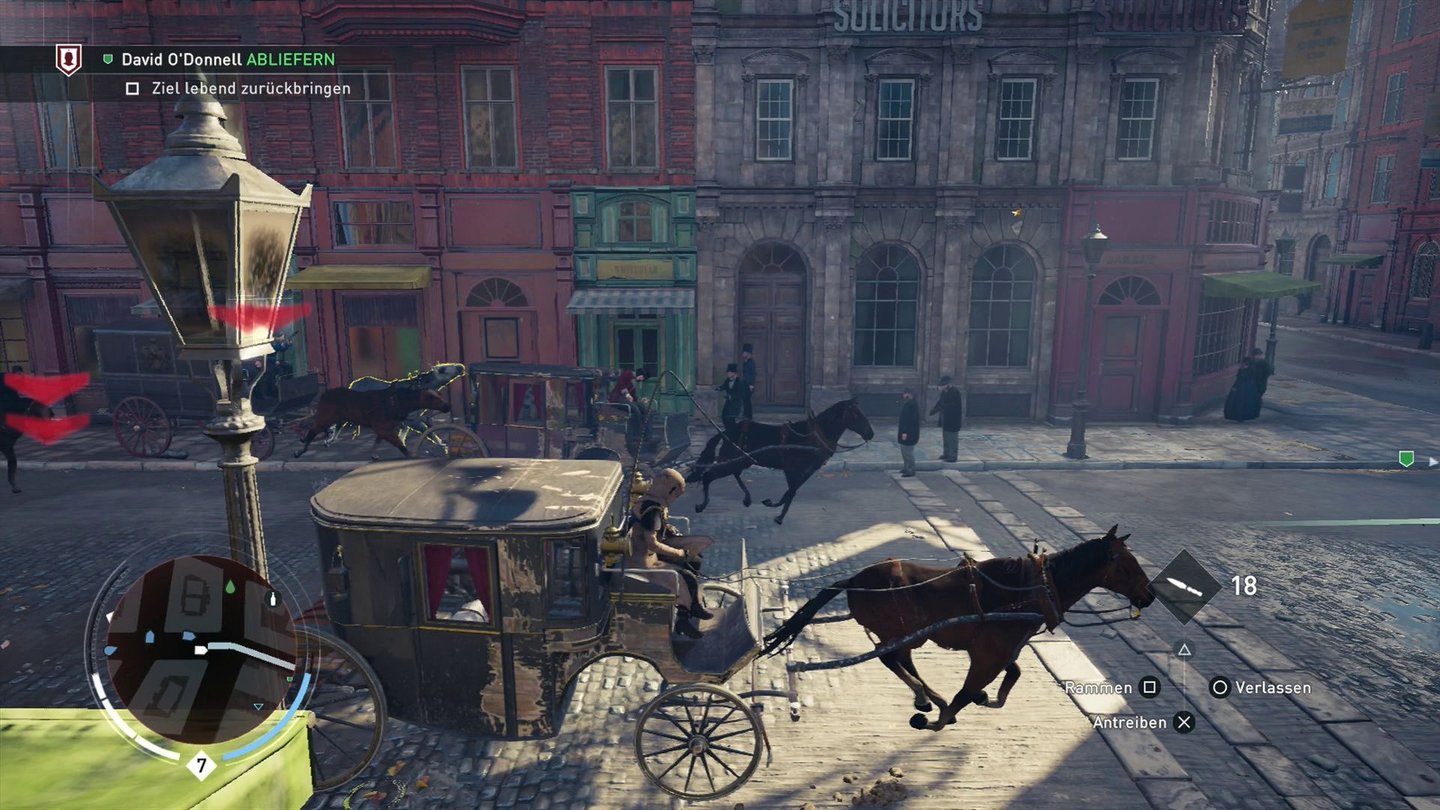 Assassin's Creed SyndicateEntführte Templer packen wir in unsere Kutsche, um sie fix zum Ziel zu bringen.