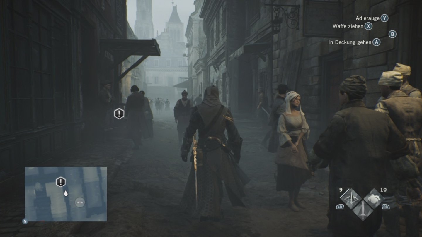Assassin’s Creed Unity: Dead Kings
Die düstere Beleuchtung verleiht Saint-Denis einen eigenständigen Charakter. Das hier ist eindeutig nicht Paris!