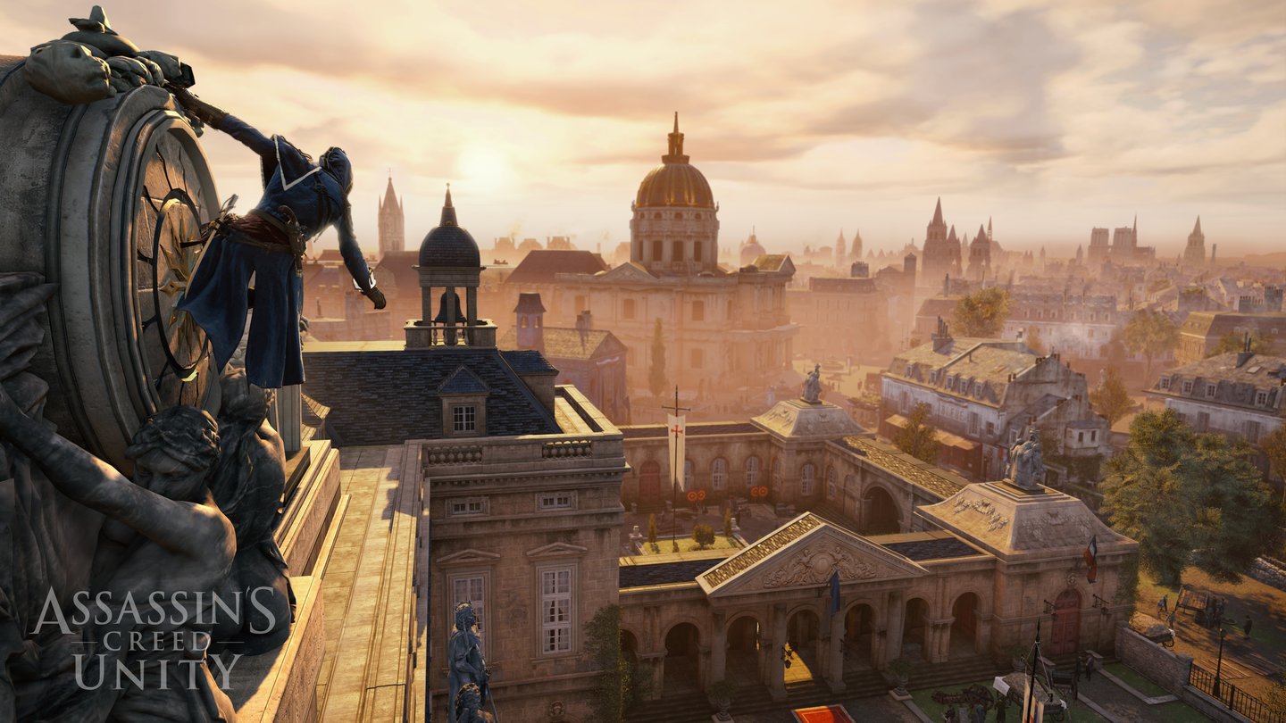 Assassin's Creed UnityÜber den Dächern von Paris: Sichtweite und Lichtstimmung von Unity sind grandios.