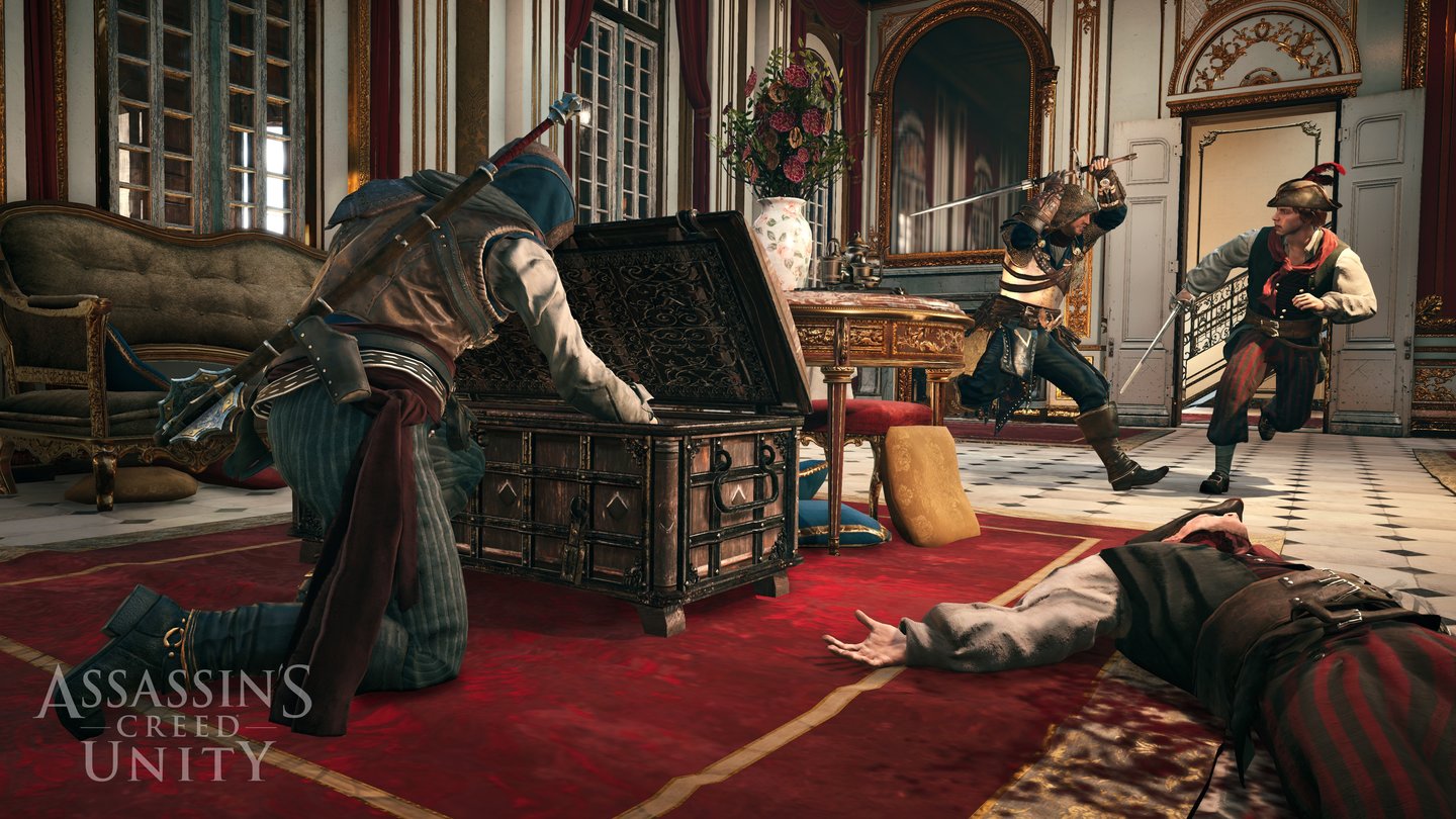 Assassin's Creed UnityIn kooperativen »Heist«-Missionen müssen wir eine Schatzkiste plündern.