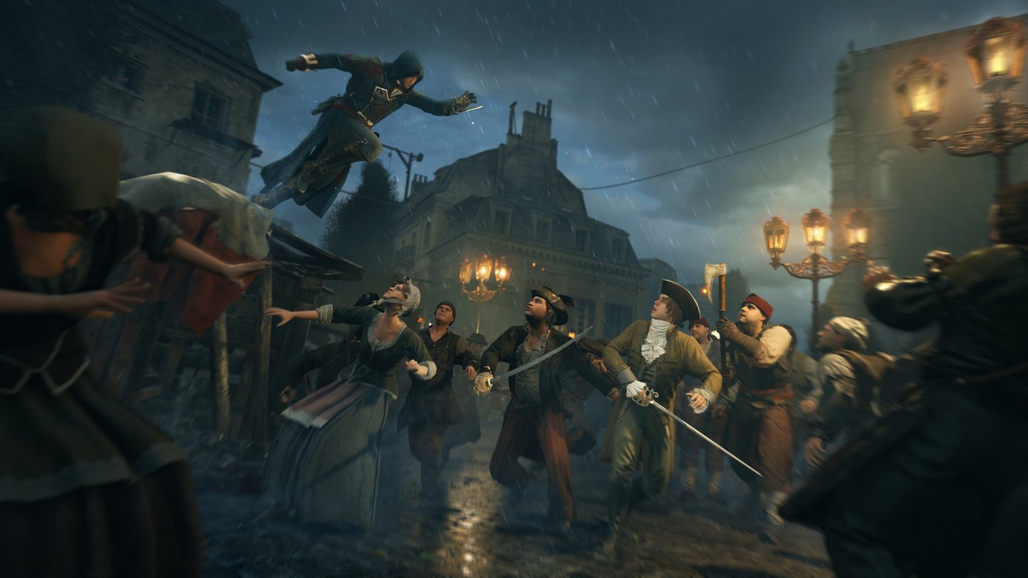 Assassin's Creed UnityAuch wenn Arno nicht direkt in die Revolution involviert ist – ihre Auswirkungen sind überall zu spüren.