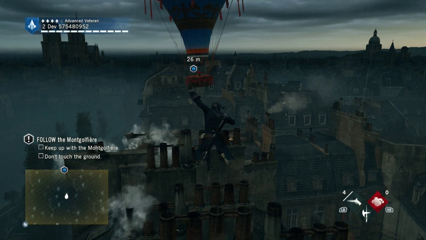 Assassin's Creed UnityEine der temporeichen Spektakel-Missionen lässt uns einen Heißluftballon zu Fuß verfolgen.