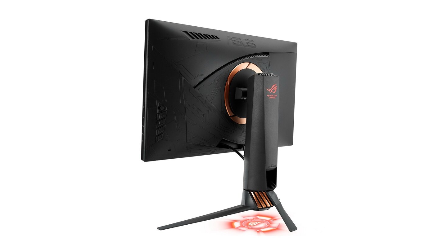 Die Bedienung erfolgt über ein Steuerkreuz und vier Tasten auf der Rückseite des Monitors. Das Kreuz ist gut gelungen, die Tasten könnten dagegen besser voneinander zu unterscheiden sein.