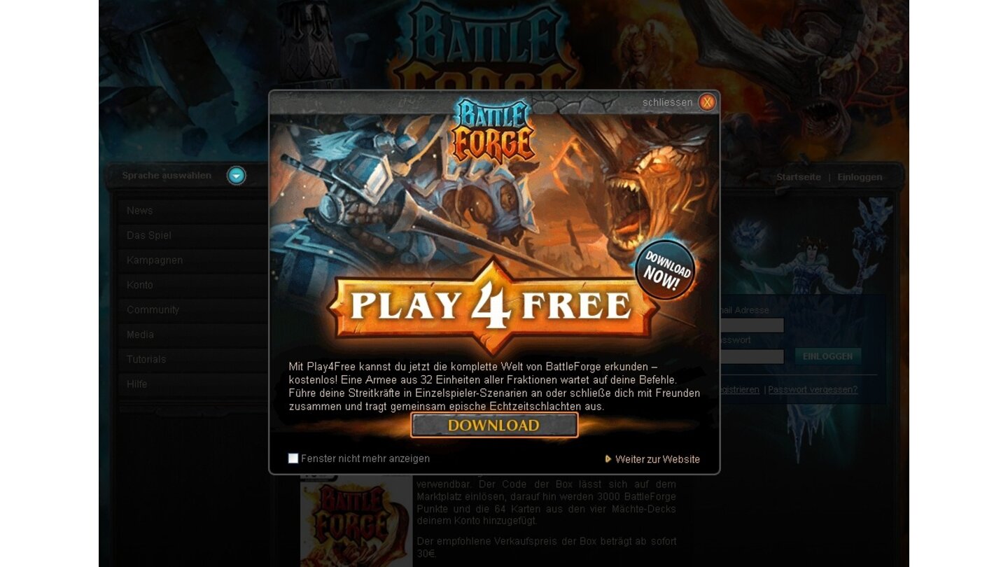 Auf der offiziellen BattleForge-Webseite lässt sich das Strategie-Spiel jetzt kostenfrei in einer Free-2-Play-Version herunterladen.