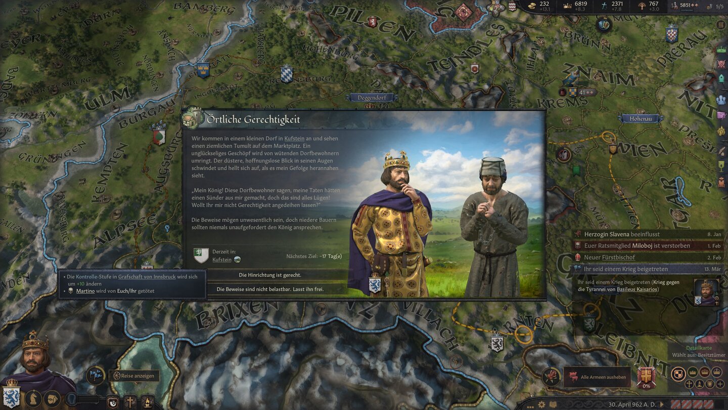 Auf meiner Route treffe ich außerdem die einfachen Leute, die in meinem Land leben. In Kufstein etwa bettelt ein Verurteilter um sein Leben.