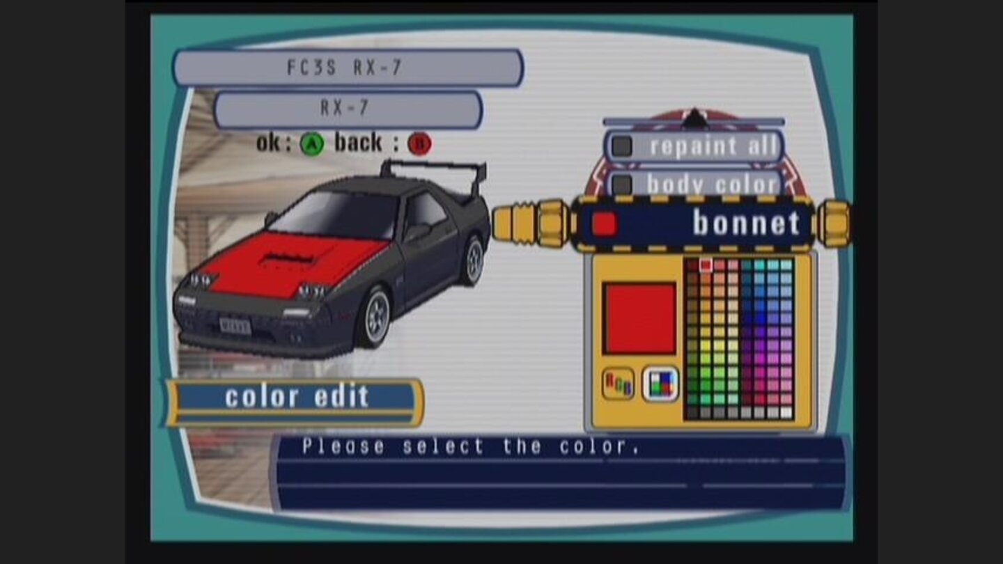 You can give any part of your car the paint job you want. Note the rims and the spoiler I changed.