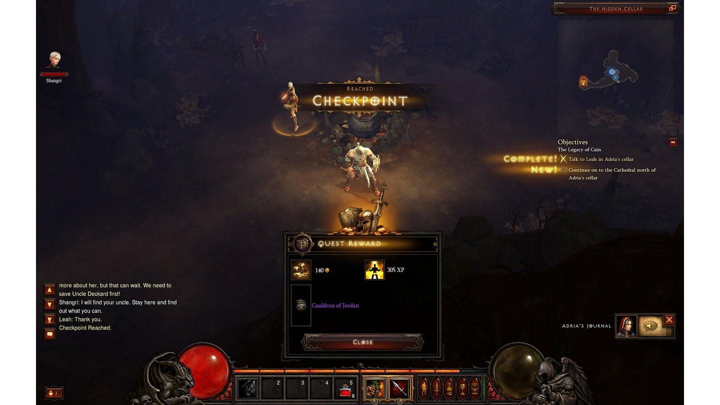 Diablo 3 Beta-PlaythroughWieder eine Quest erledigt. Als Belohnung erhalten wir den »Cauldron of Jordan«.