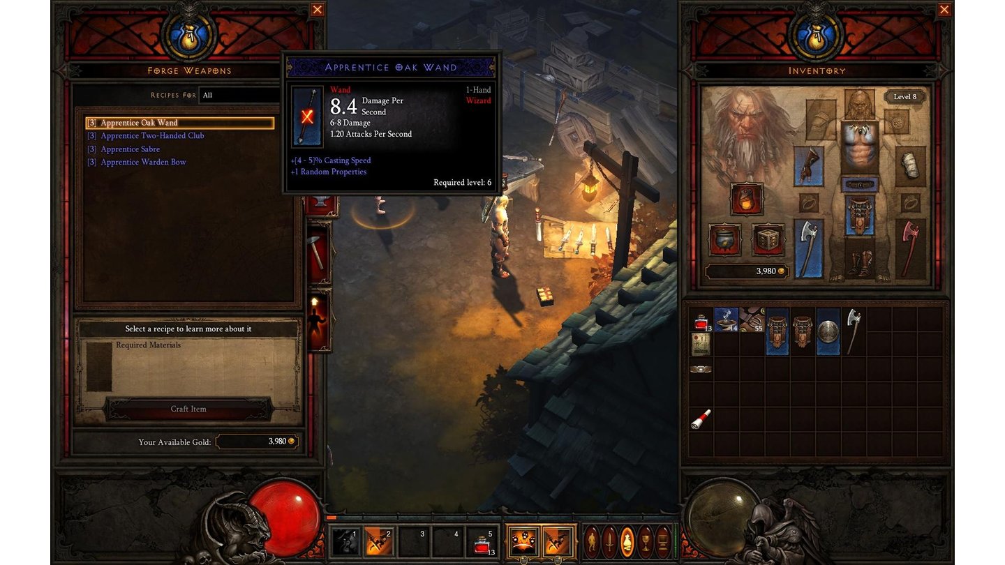 Diablo 3 Beta-PlaythroughDie verfügbaren Gegenstände werden in einer übersichtlichen liste aufgeführt.
