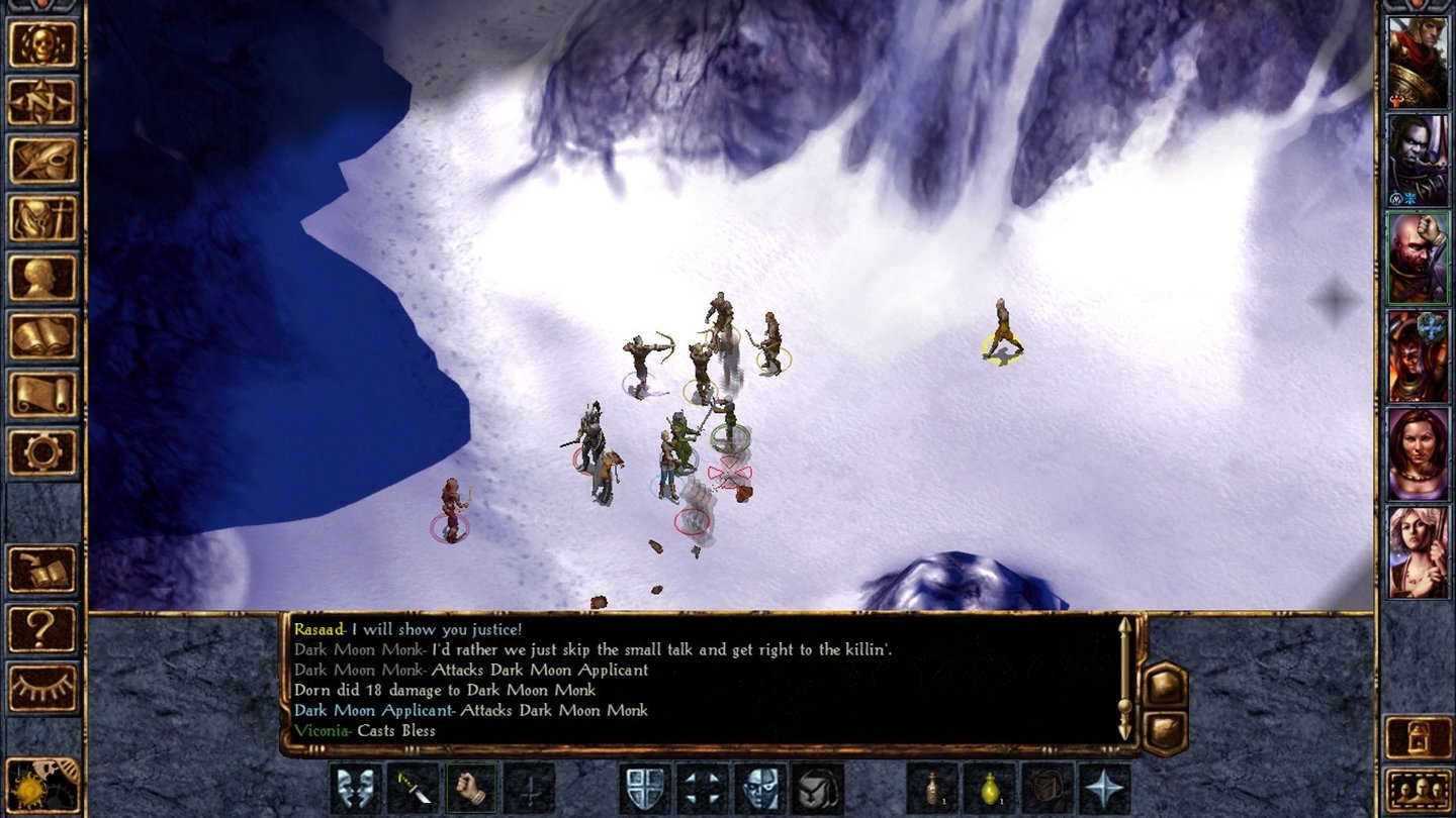 Baldur's Gate: Enhanced EditionDas größte neue Gebiet sind die verschneiten Wolkengipfel, wo wir gegen dunkle Mönche kämpfen.