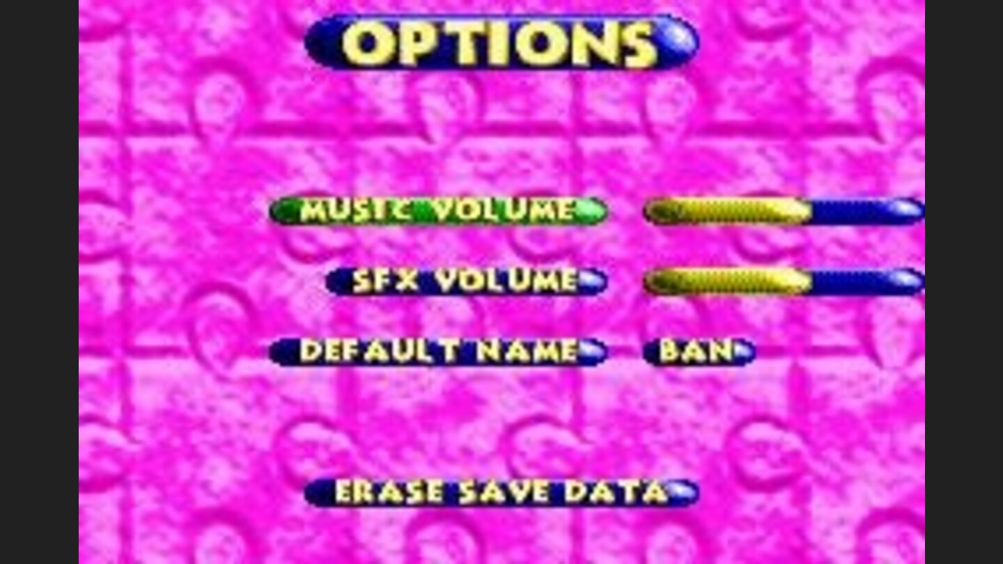 Options screen.