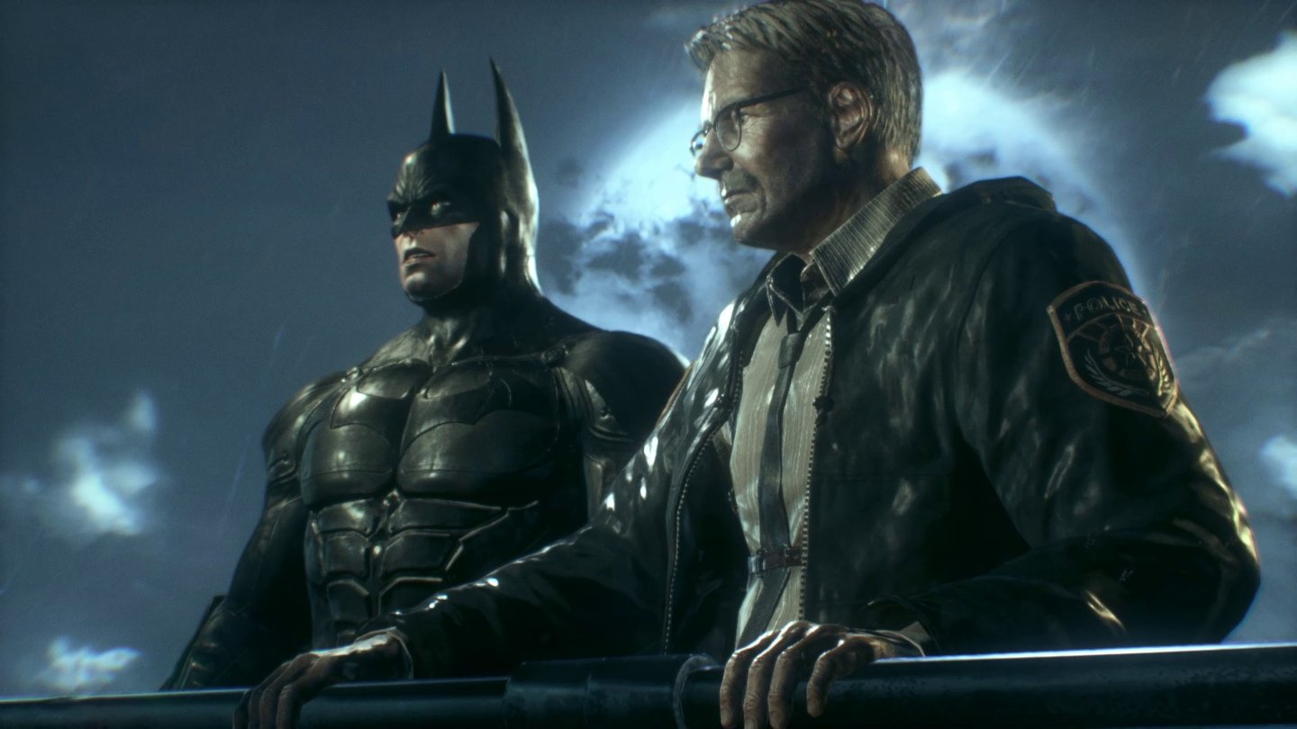 Batman: Arkham KnightBatman und Commissioner Gordon kämpfen gegen eine Übermacht von Schurken.