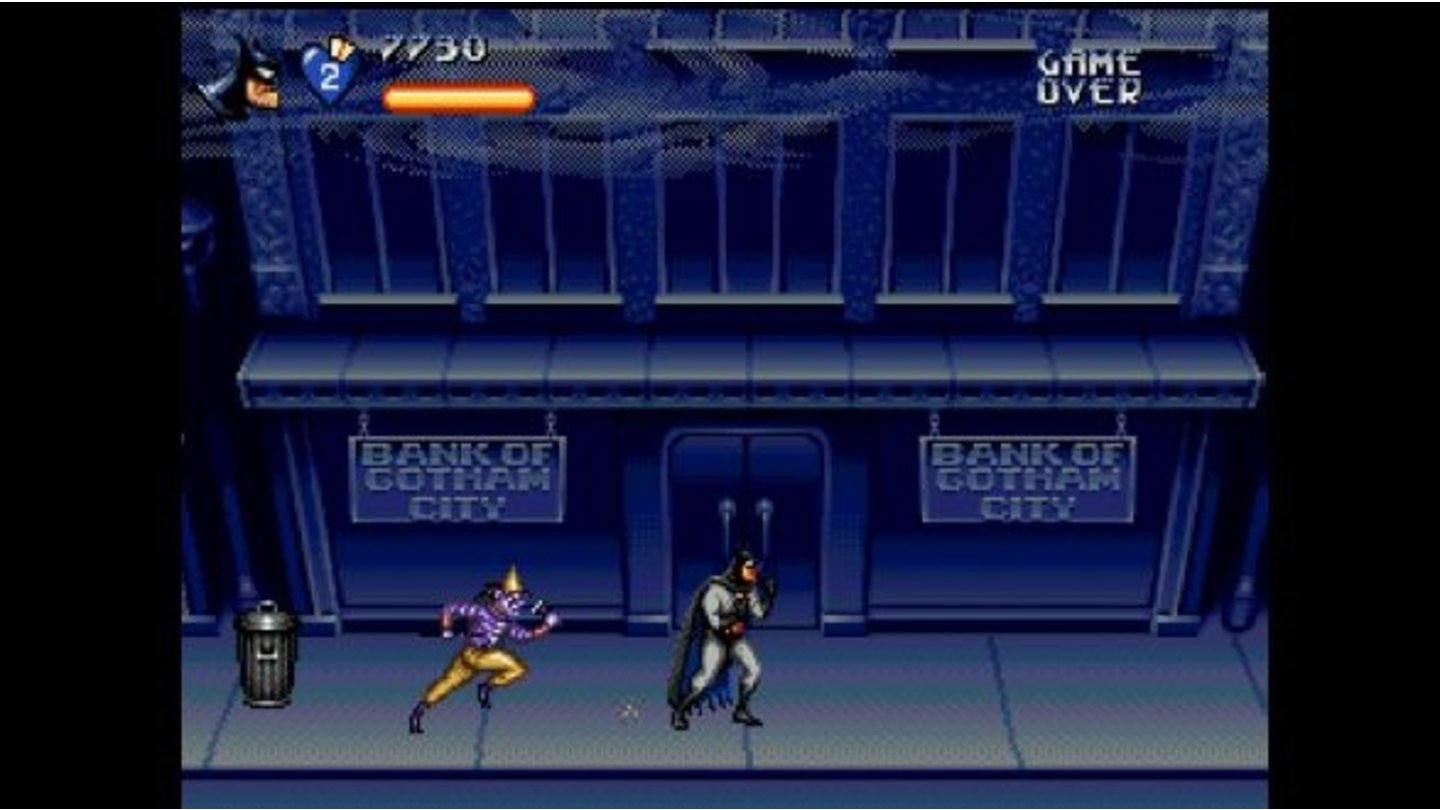 The Adventures of Batman & Robin (1994, Sega Genesis)Dieser Sidescrolling-Prüger basiert auf der zeitgleich laufenden TV-Zeichentrick-Serie, allerdings ist der Titel missverständlich: Man spielt nämlich konstant mit Batman und mischt Schurken wie Poison Ivy, Riddler und Two-Face auf. Das Spiel erfindet das Rad nicht neu, fängt aber Stil und Animationen der Zeichentrickvorlage gut ein. Kleine Randnotiz: Für den Soundtrack der Sega Genesis-Version ist Jesper Kyd verantwortlich.