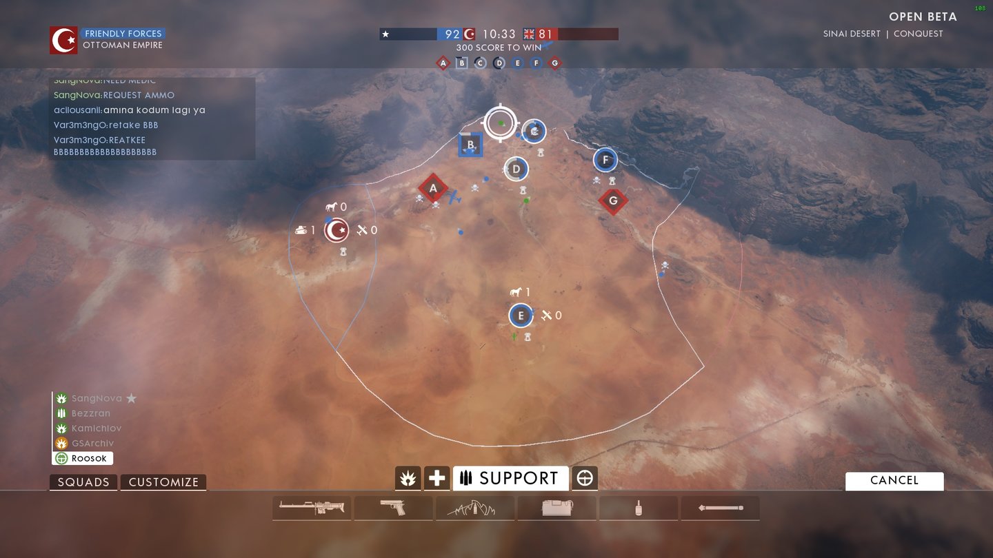 Battlefield 1Die Flagge E auf Sinai Desert spendiert ein zusätzliches Flugzeug und ein Pferd. Diese Flagge kann auch fliegend eingenommen werden.
