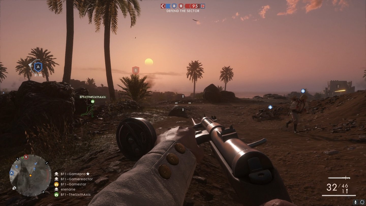 Battlefield 1Wenn Feinde sich vor der untergehenden Sonne abzeichnen, treffen Multiplayer-Spaß und hübsche Grafik aufeinander.
