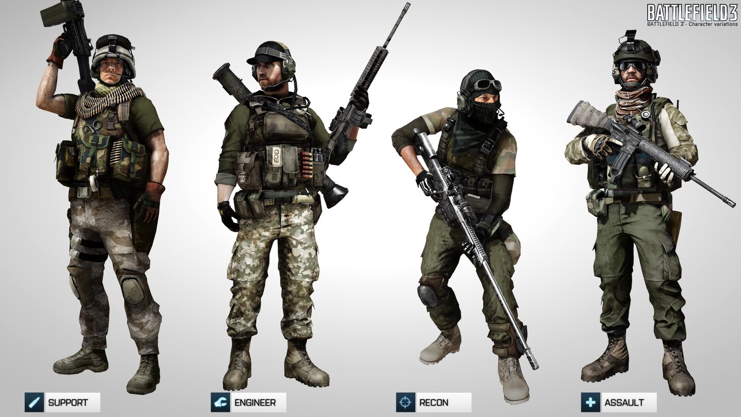 Battlefield 3Eine Übersicht der Verfügbaren Multiplayer-Klassen der USA