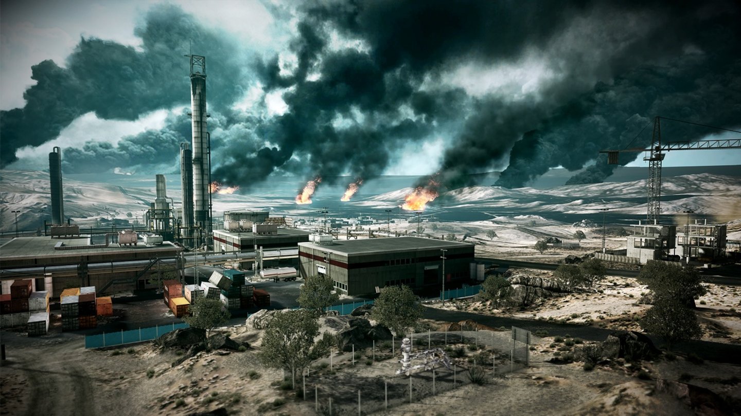 Battlefield 3Die Karte Operation Firestorm bietet ein offenes Areal um Ölfelder.