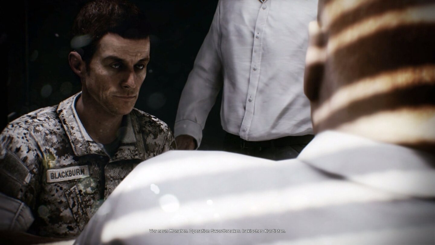 Battlefield 3 - Screenshots aus der Solo-KampagneDer Marine Blackburn sitzt in einem Verhör. Weil er ein Verbrechen begangen hat?