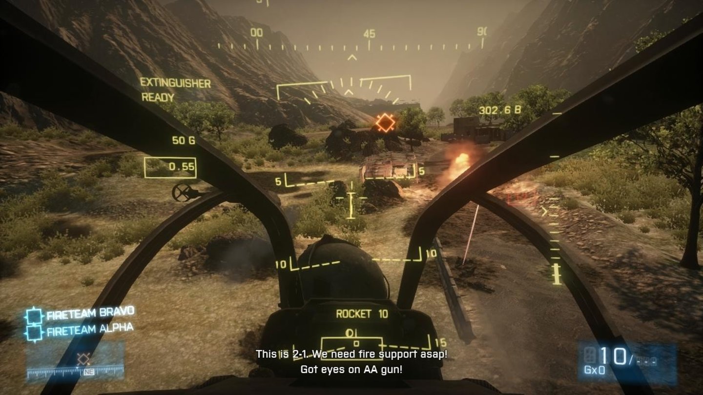 Battlefield 3Die Hubschrauber-Mission im Koop-Modus verkommt mit einem fähigen Piloten zur lahmen Schießbude. Mit einem unfähigen Piloten geht’s gar nicht weiter.