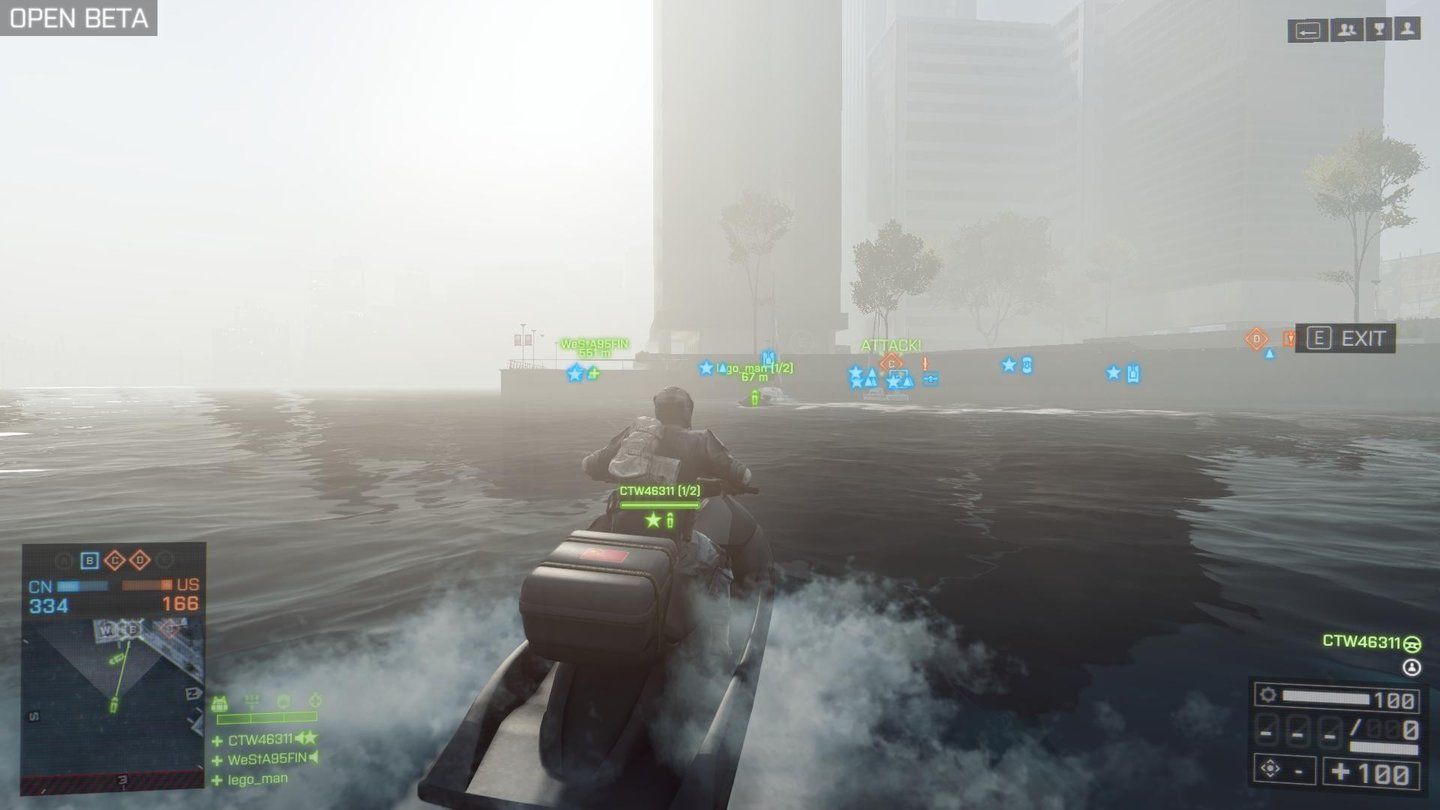 Battlefield 4 - Multiplayer-BetaNeben Booten dürfen wir auch in Jetskis über den Fluß auf der Karte brettern.