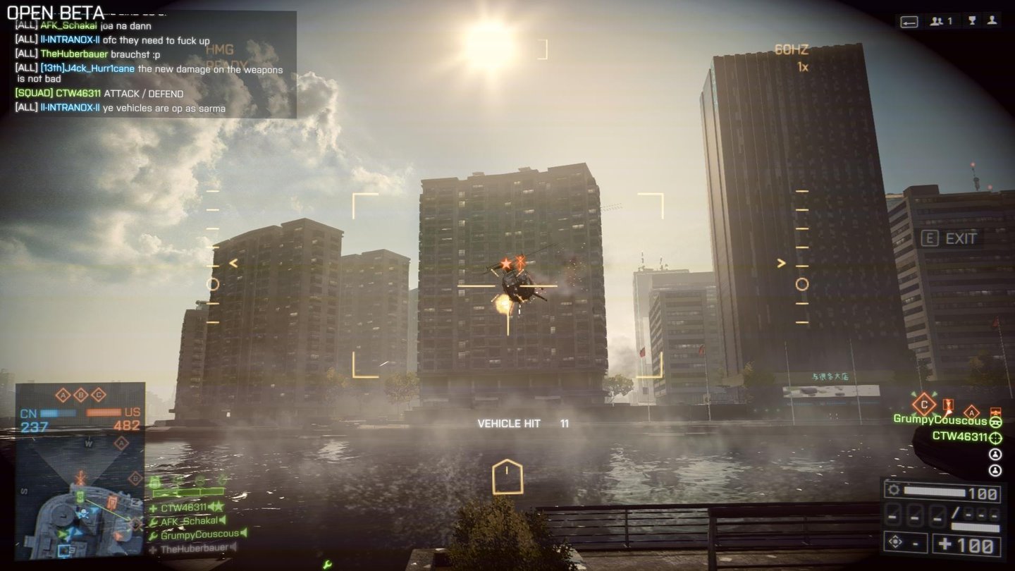 Battlefield 4 - Multiplayer-BetaDie Gebäude im Hintergrund nehmen zwar Schaden, einstürzen tun sie aber nicht.