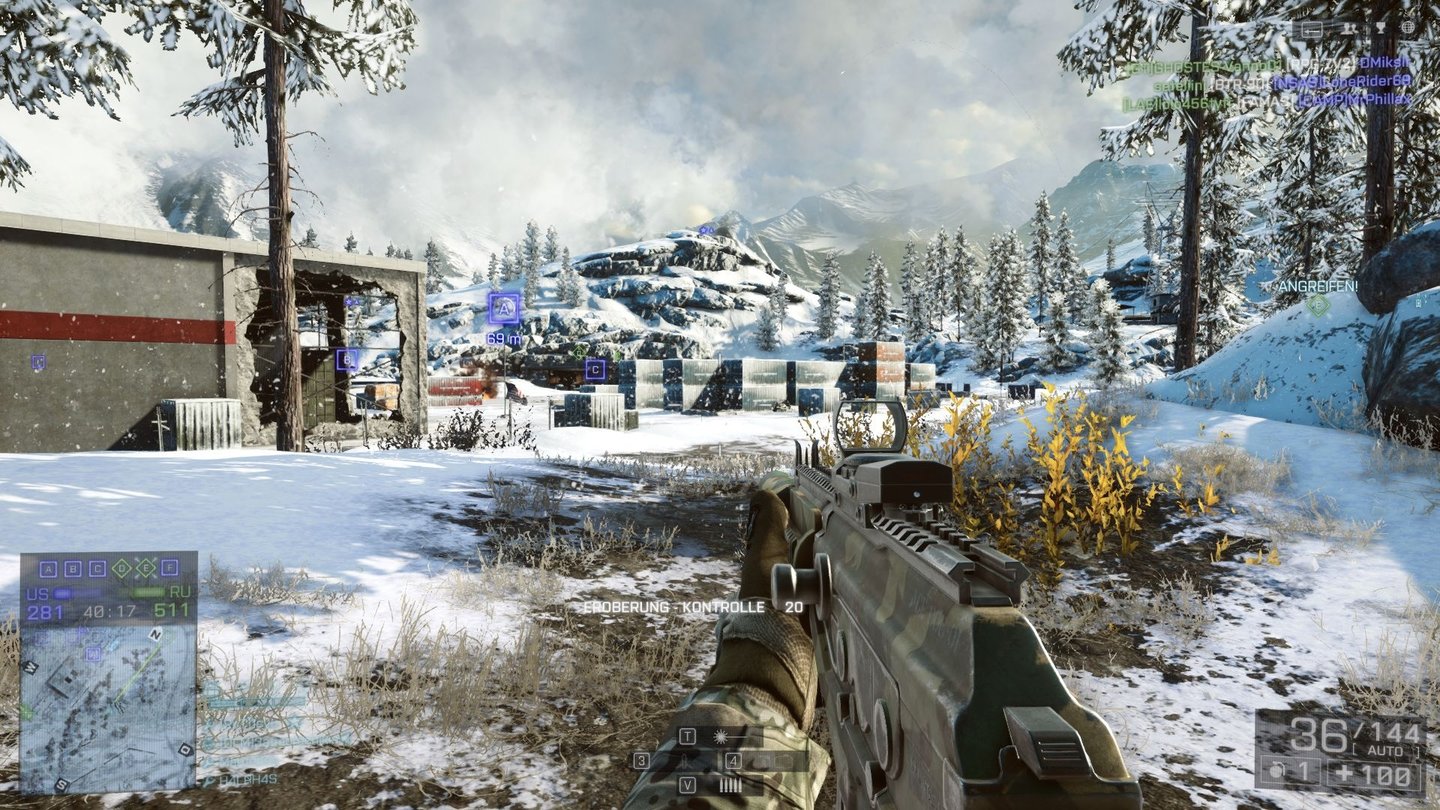 Battlefield 4: Final StandDie winterliche Landschaft wie hier auf Hammerhead sorgt für optische Abwechslung.