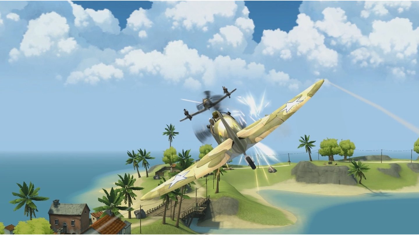 Battlefield HeroesScreenshots zu jüngsten Battlefield-Heroes-Map »Wake Island«, die bereits aus vielen anderen Battlefield-Spielen bekannt ist.