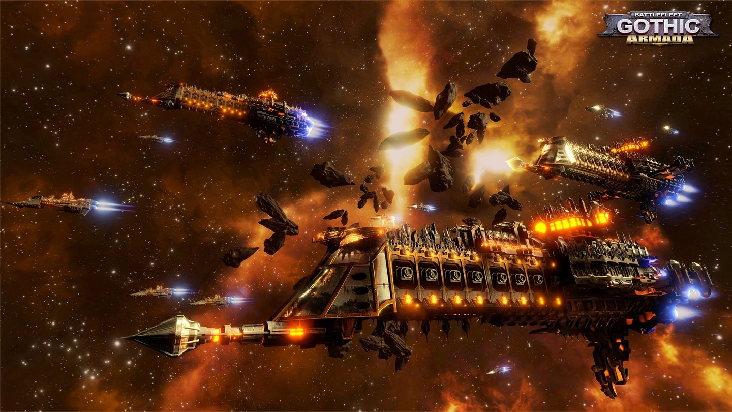 Battlefleet Gothic: ArmadaBeim Design kann Battlefleet Gothic schon jetzt überzeugen: Jedes imperiale Schlachtschiff ist eine waffenstarrende Kampfkathedrale.