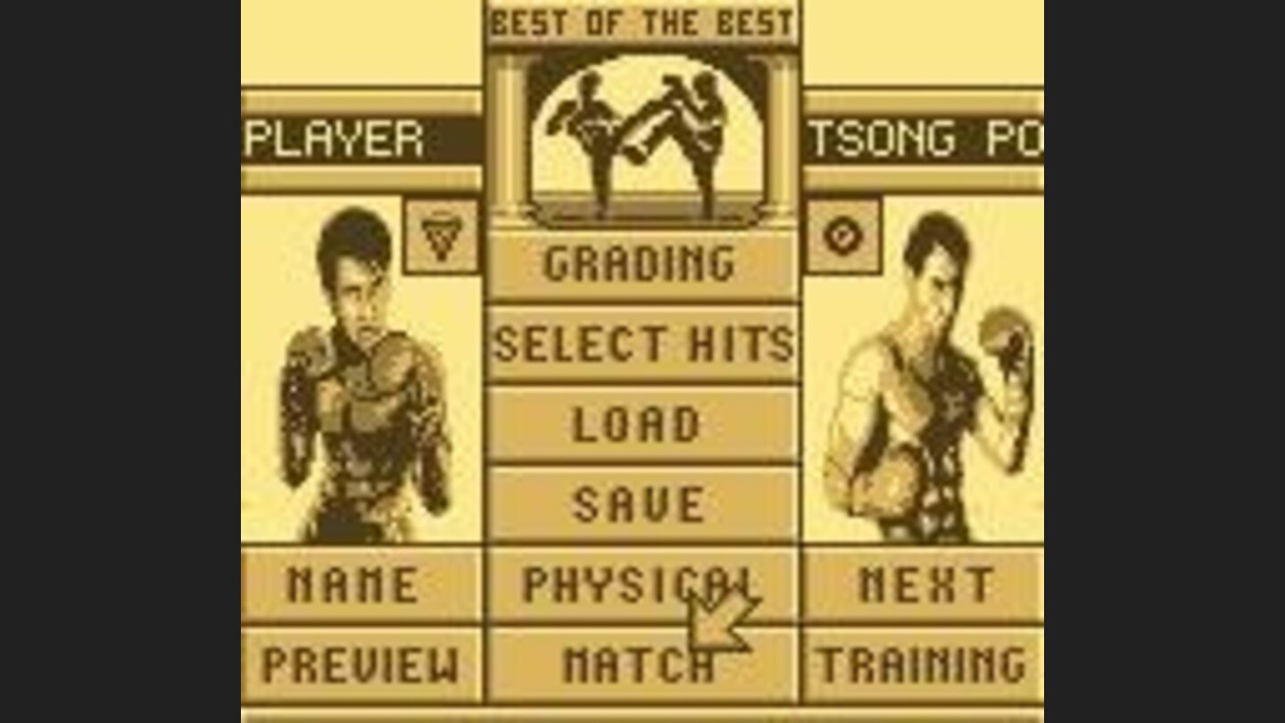 The main menu allows you to train, set up moves, and more
