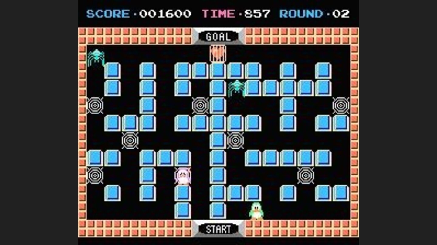 A blue level with more web and spiders