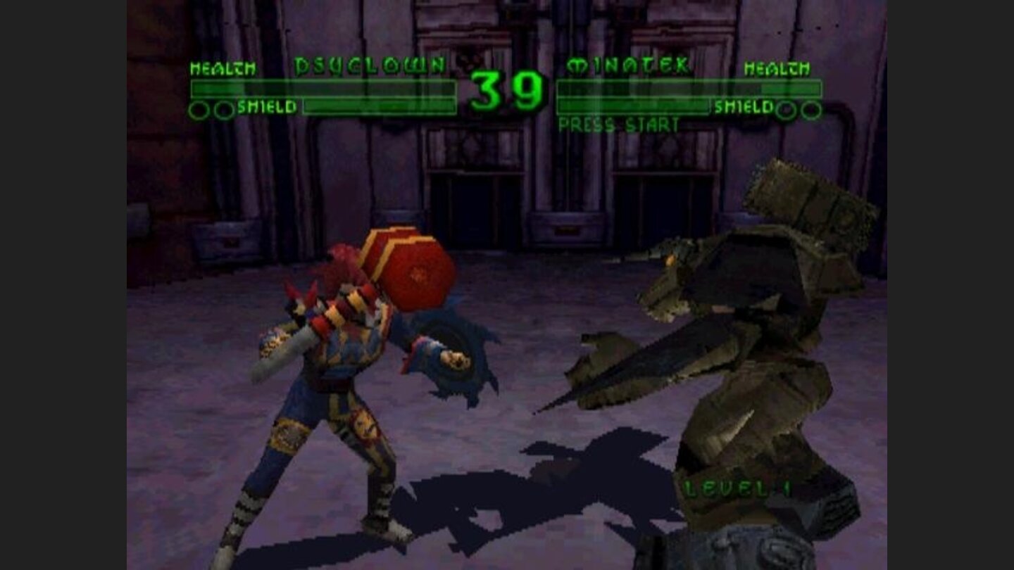 Clowns vs. Mecha-minotaurs. One thing that can be said for BioFREAKS, its interesting characters.