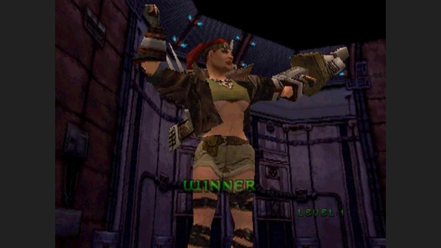 Sabotage Wins...but only on the Playstation, as Nintendo made her wear more clothing.