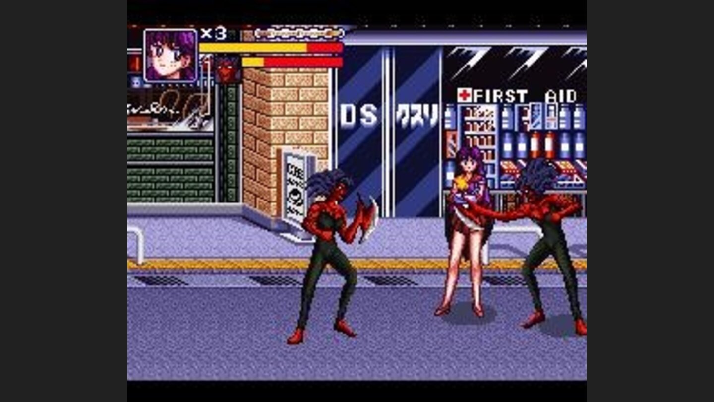 Surrounded by two mean-looking guys