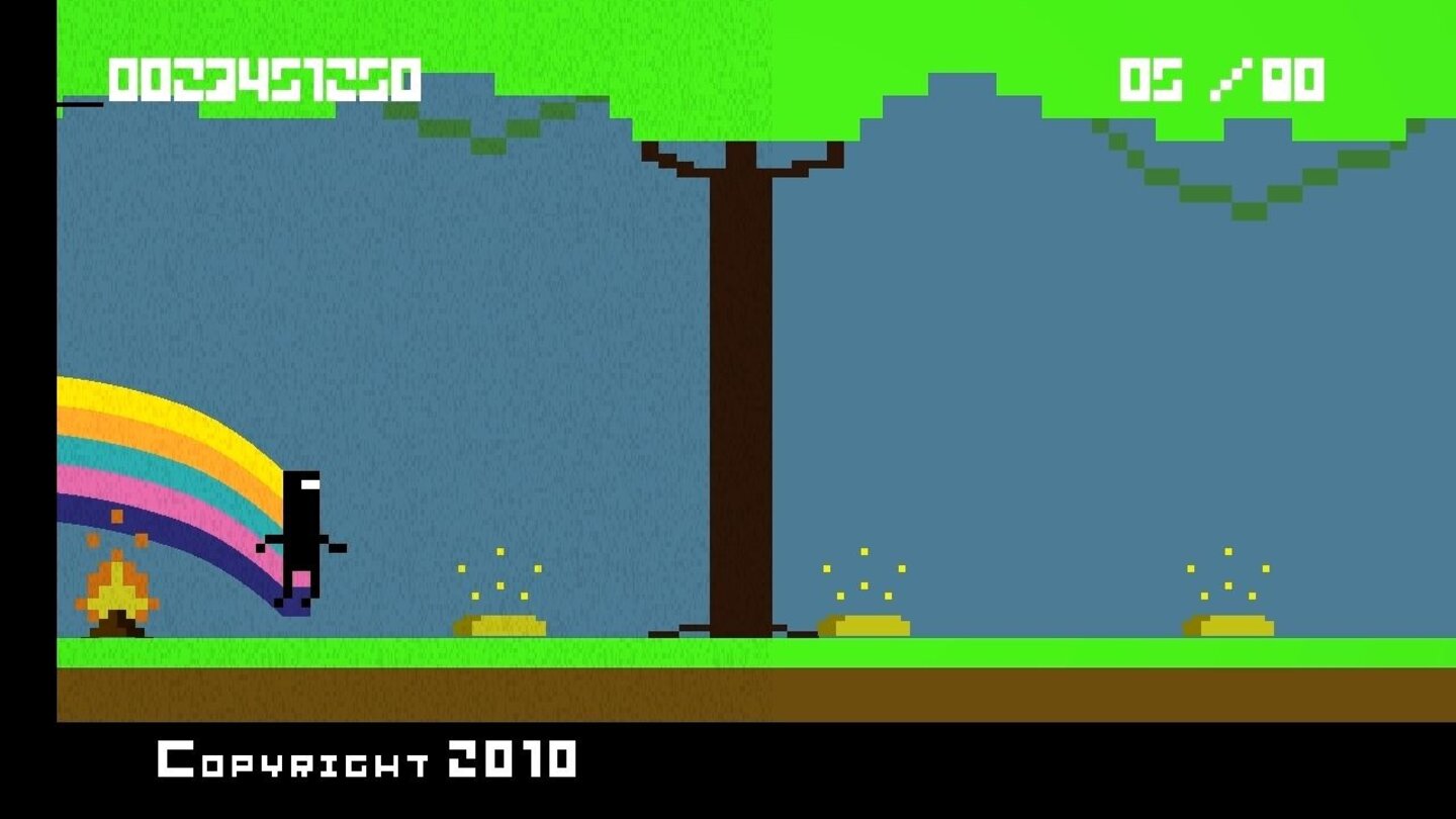 Bit.Trip RunnerDie Retro-Challenges dauern gerne mal etwas länger. Hier müssen wir zum Beispiel 80 Gold einsammeln, ohne einen Fehler zu machen.