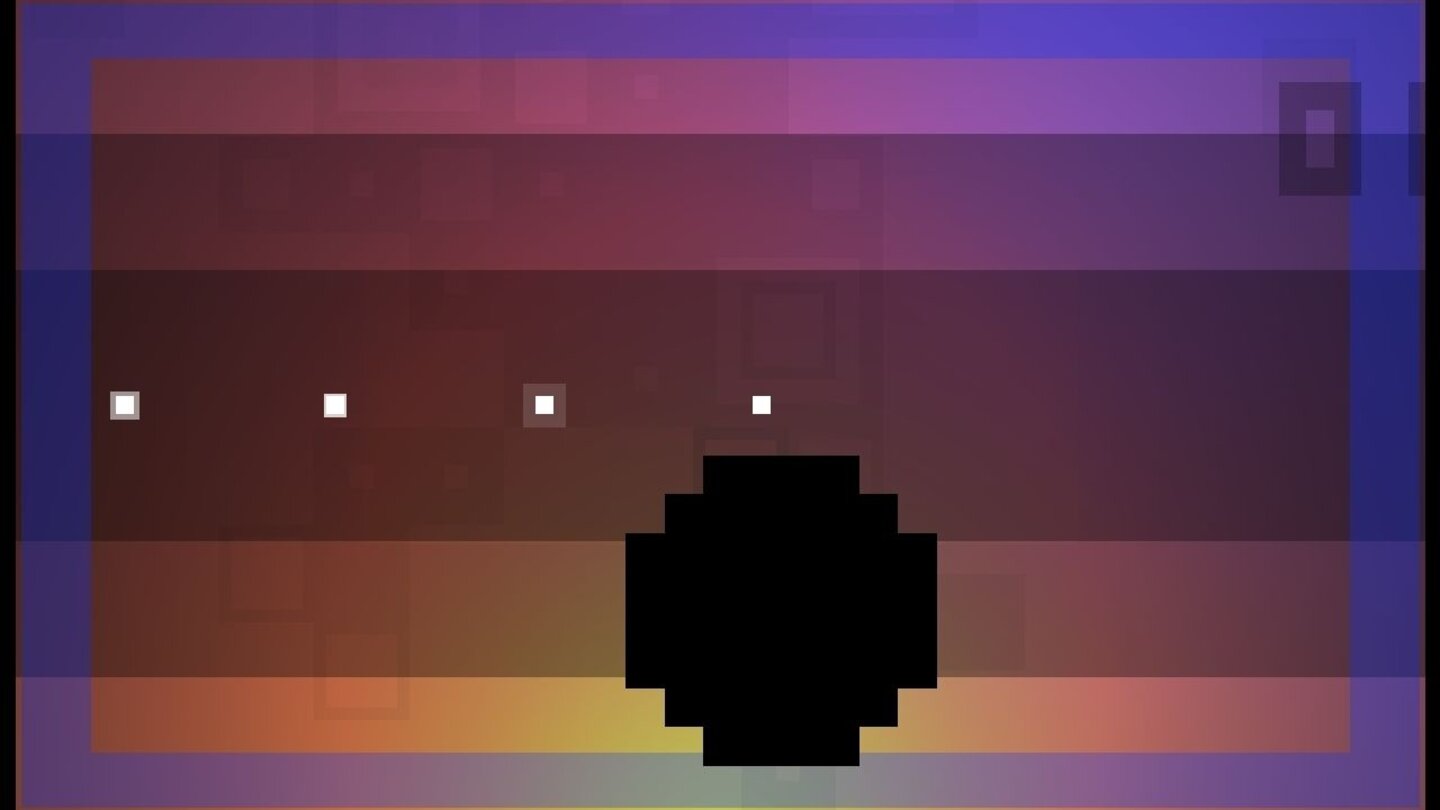 Bit.Trip VoidHier können wir den weißen Blöcken noch einfach ausweichen, obwohl wir schon etwas zugenommen haben.