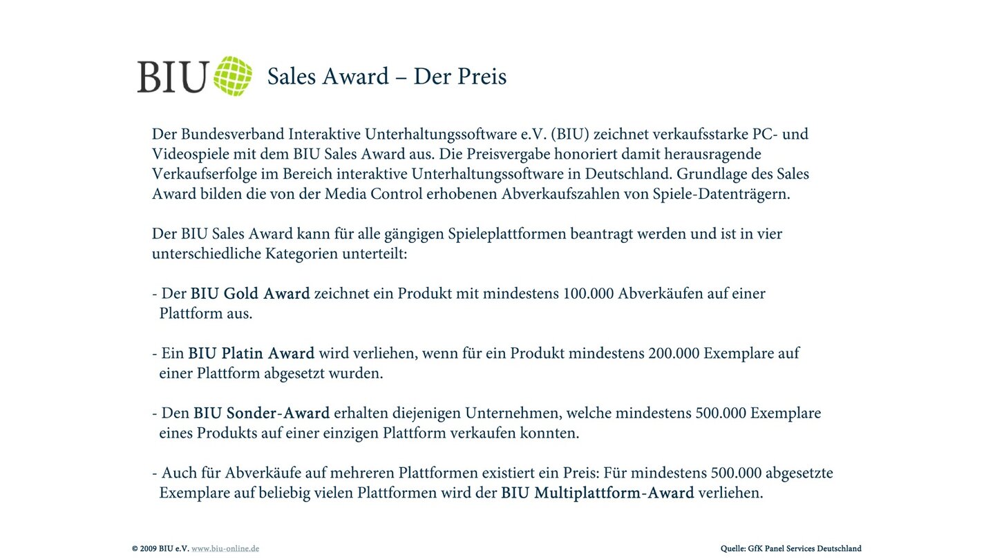 BIU: Sales Award - Erklärung