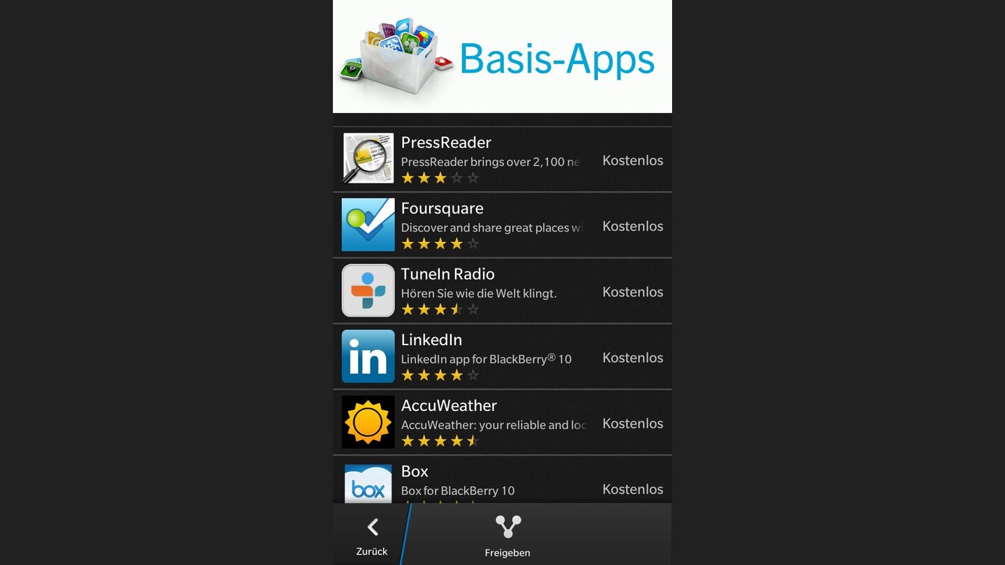 Blackberry OS 10 auf dem Blackberry Z10