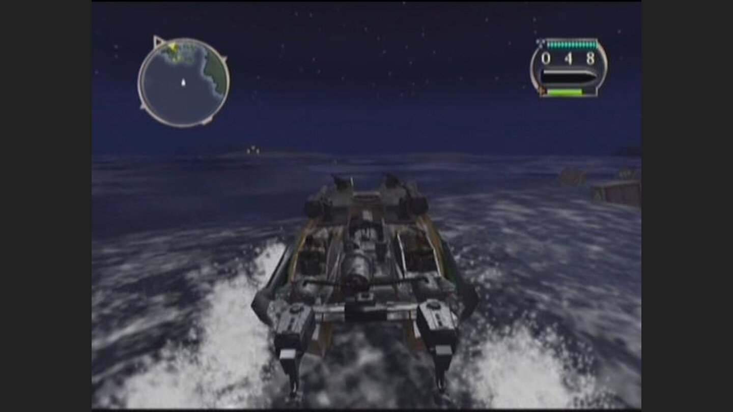 Choppy water at night.