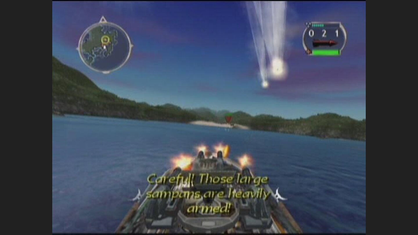 Firing all guns in a different camera view.