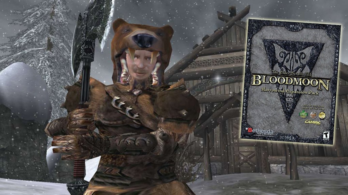 The Elder Scrolls III: BloodmoonDie zweite Erweiterung zu Morrowind erschien im Sommer 2003 und brachte eine komplett neue Insel namens Solstheim, die nordöstlich der Nachbarprovinz Skyrim gelagert ist. Die neue Region ist von harschen Wetterbedingungen wie Schneestürmen geprägt und wird in erster Linie von der hochgewachsenen Rasse der Nords bevölkert.