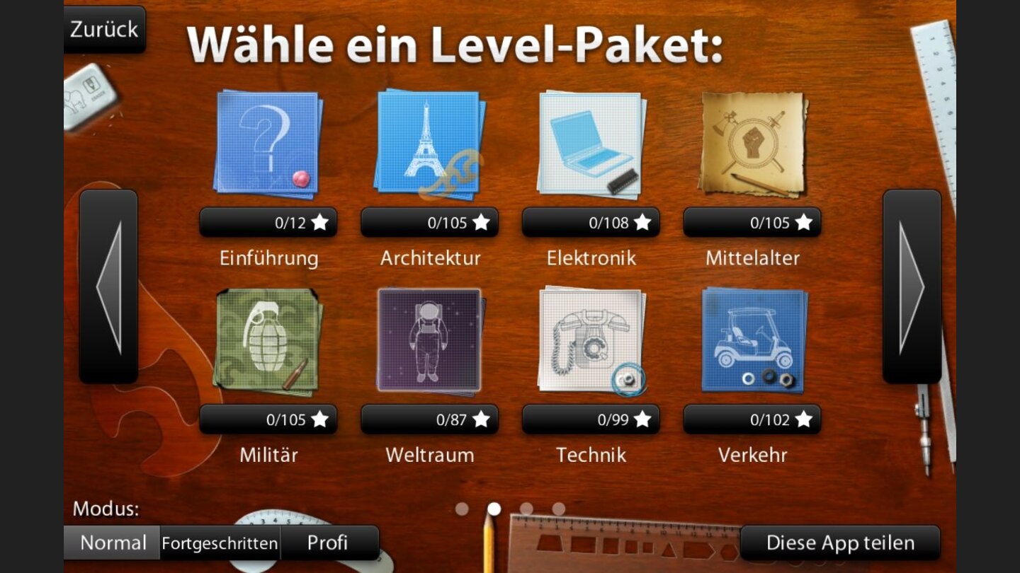 Blueprint 3D HDDer Spieler wählt aus einem stattlichen Umfang an Puzzles aus insgesamt 12 verschiedenen Themenpaketen aus.