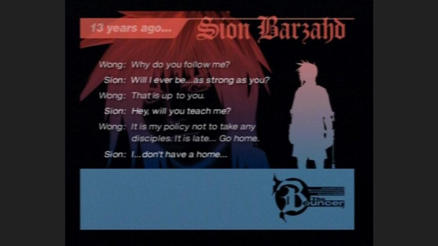 Loading screens between fights and cinematics randomly tell past events through dialogues.