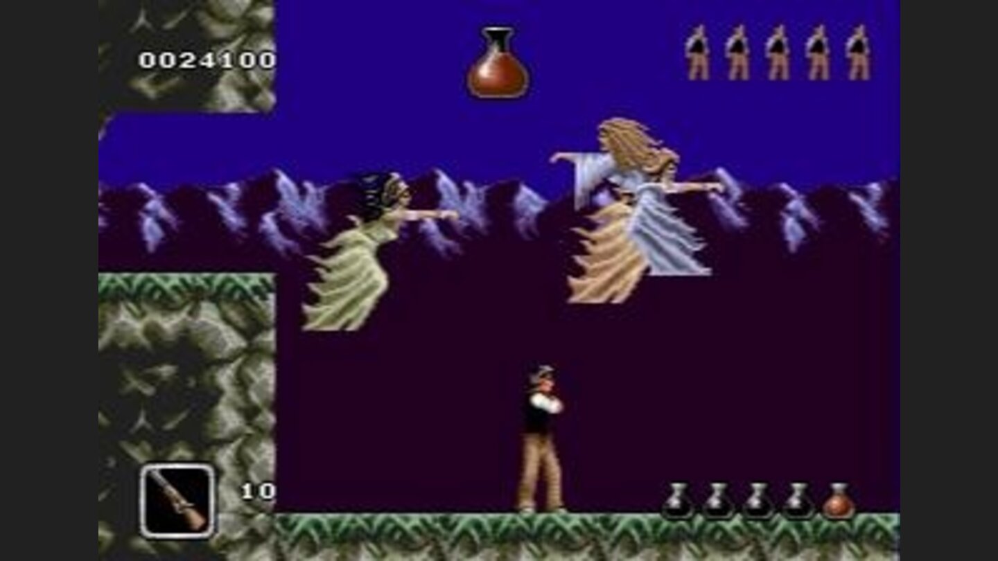 Boss battle against three flying girls