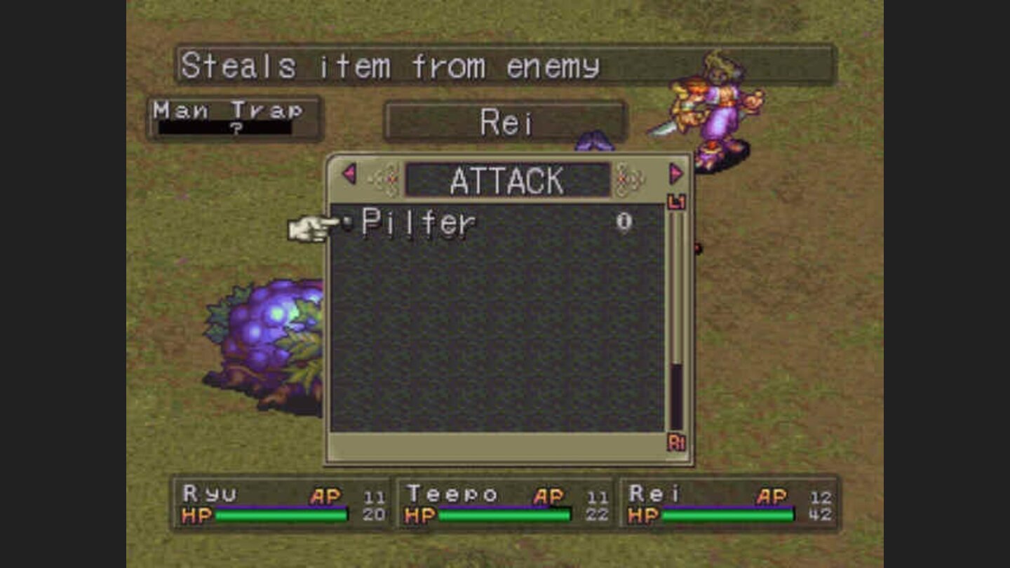 Sub-menu during the battle: special abilities