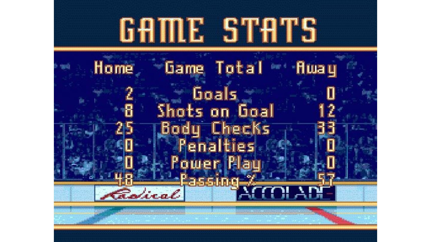 Game statistics screen