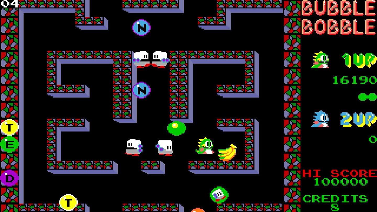 1987 - Bubble Bobble (Taito)Das Jump & Run Bubble Bobble schafft es von der Spielhalle auf den Amiga. Die Ränge 2 und 3 bleiben für das Adventure Guild of Thieves bzw. den Schach-Puzzle-Mix The Sentinel.