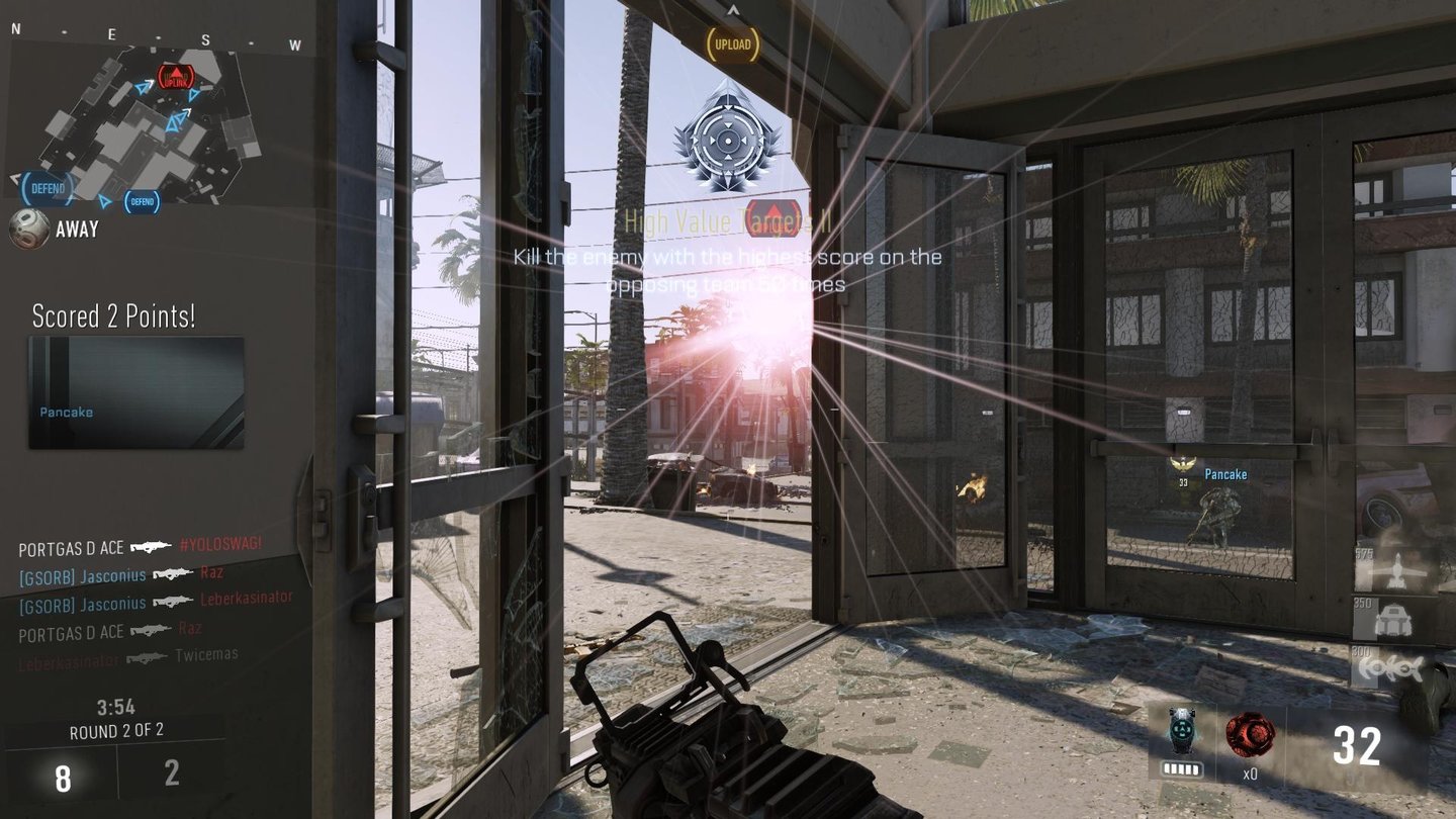 Call of Duty: Advanced Warfare - Multiplayer-Screenshot
Punktet ein Team bei Uplink, ist das für alle Spieler gut sichtbar dank der aufleuchtenden Zielzone.
