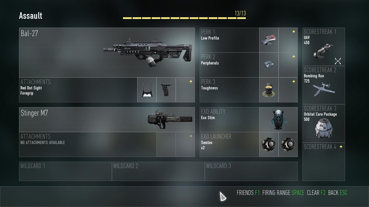 Call of Duty: Advanced Warfare - Multiplayer-Screenshot
Wir können ausgeglichene Klassen erstellen, 13 Items dürfen wir insgesamt wählen - ein Waffenaufsatz zählt genauso viel wie ein Gewehr.