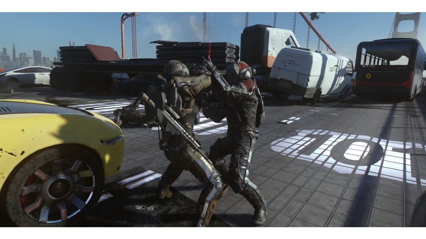 Call of Duty: Advanced WarfareExo-Mann gegen Exo-Mann: Später kämpfen wir und unsere Kameraden oft gegen immer besser ausgerüstete Soldaten.